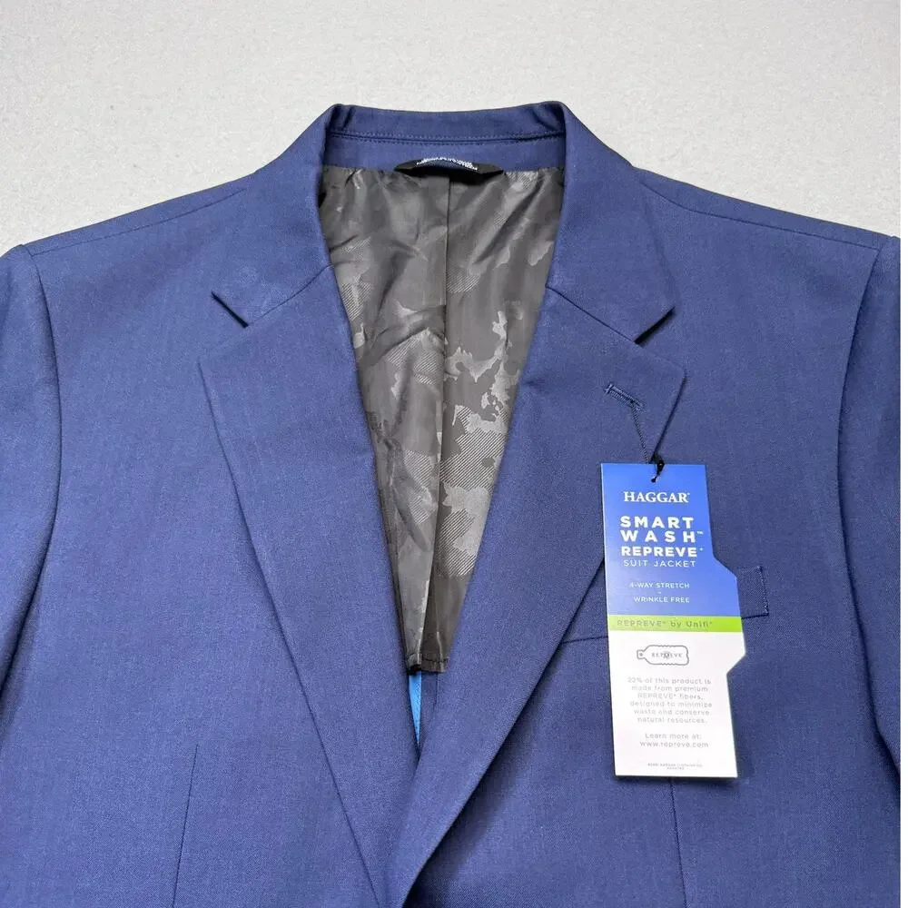Haggar Men's Smart Wash Classic Fit Suit Jackets Midnight 44L $200